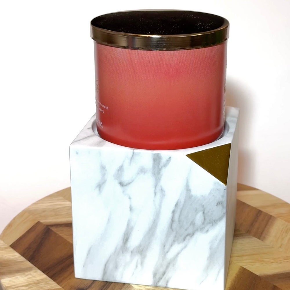 faux MARBLE 3-Wick Pedestal Candle Holder